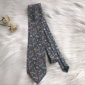 Vintage Ralph Lauren Floral Tie Blue Multicolor 100% Silk GUC